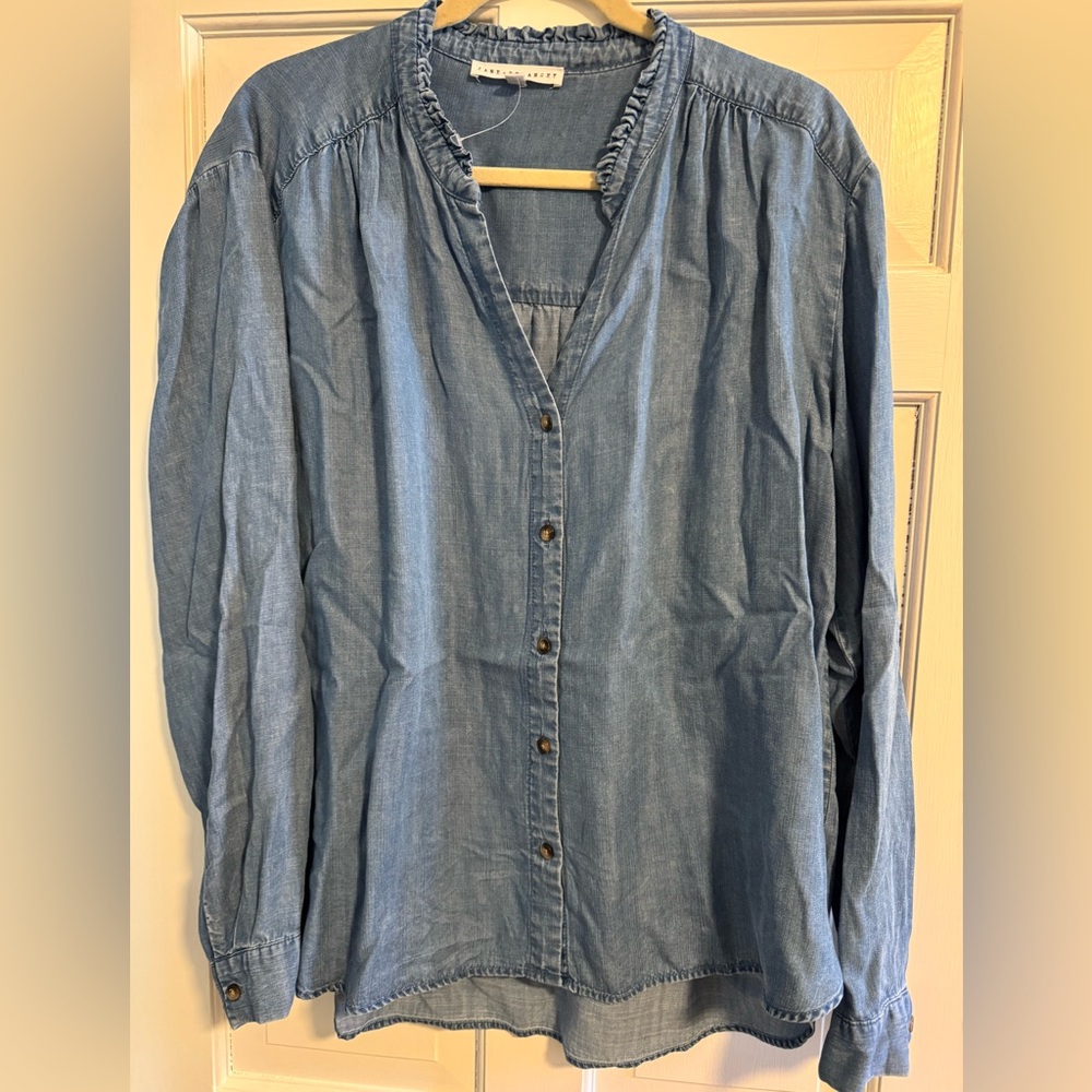 Blue Button-Up Denim Shirt